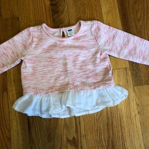 Pink sweater with ruffle bottom